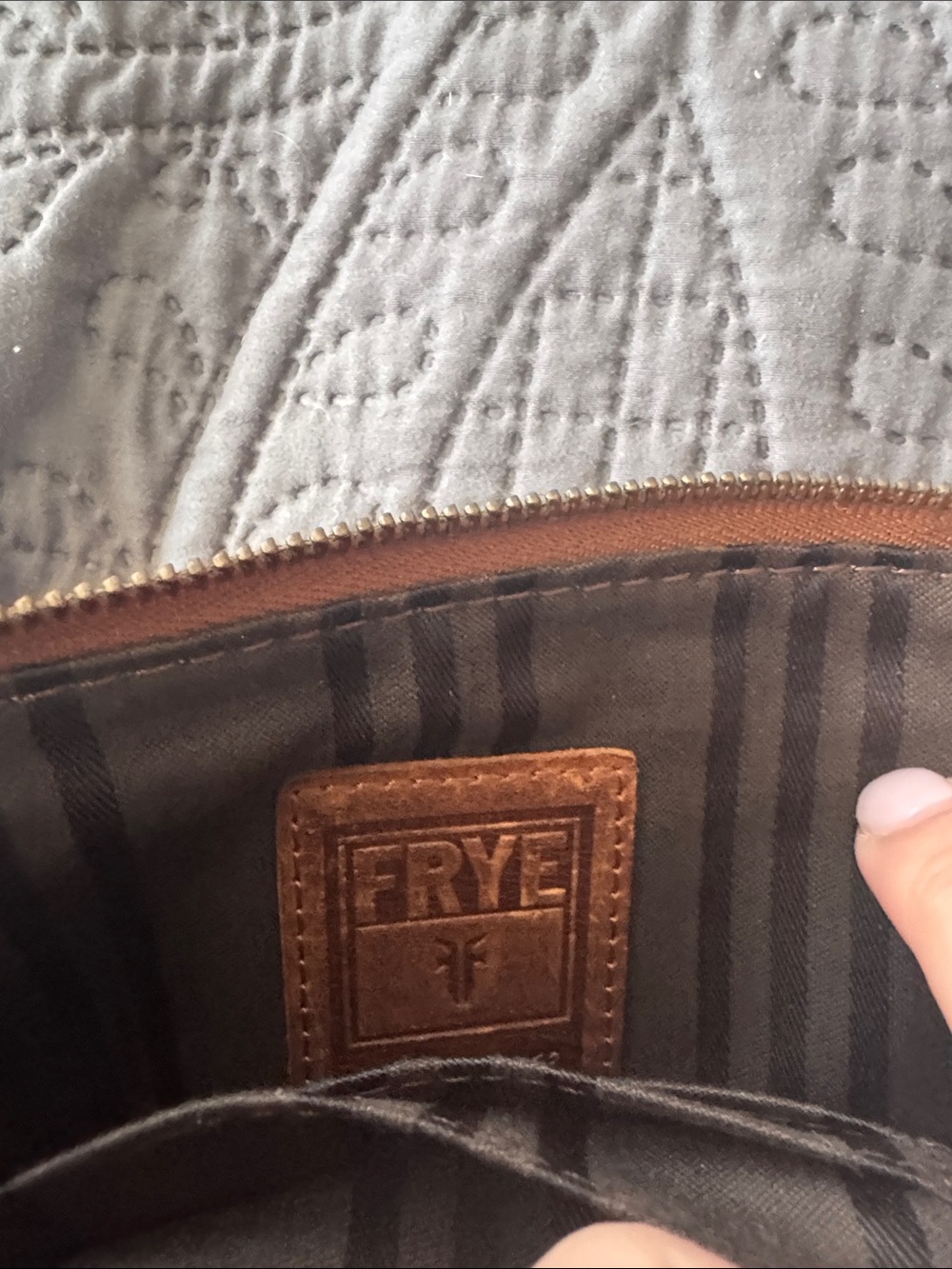 Frye cognac leather wristlet clutch with strap - Picture 5 of 6